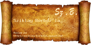 Sziklay Borbála névjegykártya